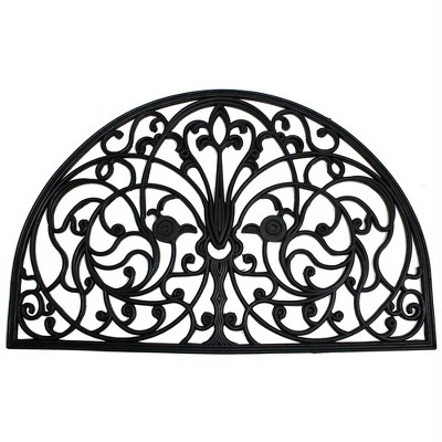 Half-Round Black Rubber Outdoor Doormat, 24x36