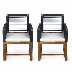 COWLOWN Black Set of 2 Outdoor Dining Chairs, Patio Armchair with Cushion, Designed Back and Arms, Suited for Backyard, Garden, Poolside - 1 of 4