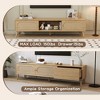 PAGED Rattan TV Stand with Variable Color Light Strip, Wooden TV Console with Adjustable Shelf and Metal Leg, TV Stands for Living Room - 3 of 4