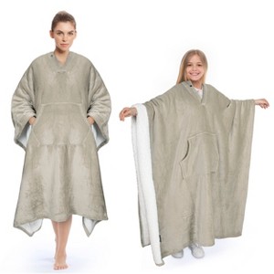 Tirrinia Fleece Wearable Blanket Super Soft Comfy Plush Fleece  for Women Men Throw Wrap Cover Indoors or Outdoors , 55''x 80'' - 1 of 4