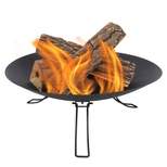 Sunnydaze Outdoor Camping Backyard Steel Round Classic Ebony Raised Fire Pit Bowl with 3 Folding Legs - Black - 24"