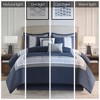 8Pcs Comforter Set, Solid Bedding Set, Microfiber Bed Comforter, Navy, Queen - 3 of 4