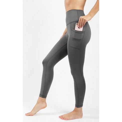 Yogalicious - Women's Carbon Lux High Waist Elastic Free Side Pocket 7/8 Ankle  Legging - Shire Green - Medium : Target