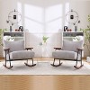 CAVINAS Mid-Century Rocking Chair with Walnut Wood Arms, Upholstered Lounge Accent Chair with Metal Frame and Support Foam - 4 of 4