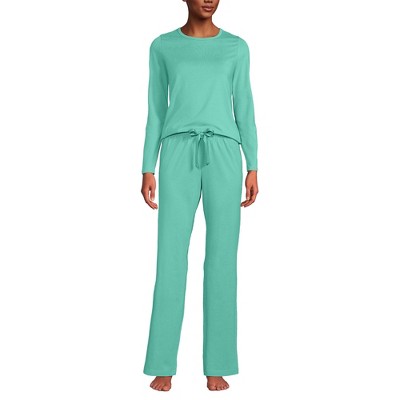 Lands' End Women's Knit Pajama Set Long Sleeve T-Shirt and Pants