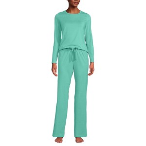 Lands' End Women's Knit Pajama Set Long Sleeve T-Shirt and Pants - 1 of 3