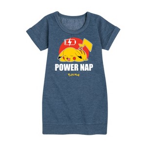 - Pokémon - Pikachu Power Nap Graphic Short Sleeve Fleece Dress - 1 of 4