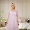 ADR Women's Cotton Nightgown Amelia Short Sleeve Lace Trim Button Up Long Vintage Night Dress Gown - 4 of 4