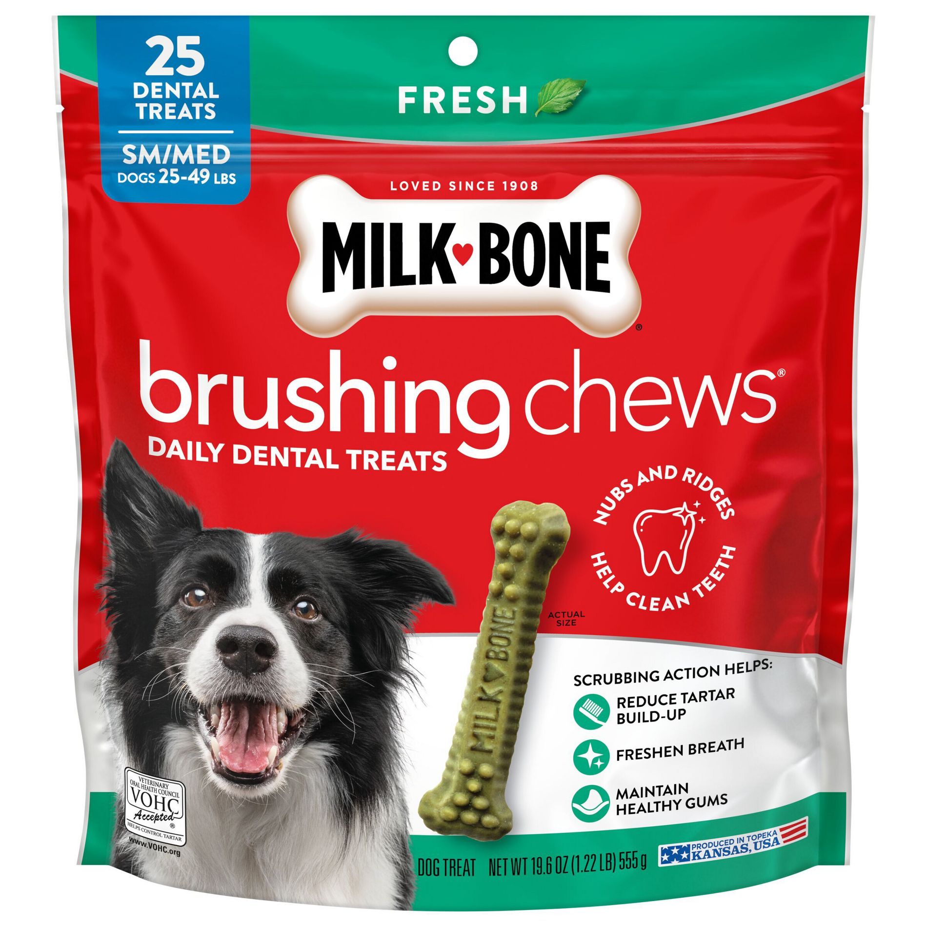 Milk-Bone Brushing Chews Daily Dental Fresh Mint Flavor Dog Treats - S/M - 19.6oz