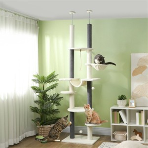 FURNIinspire Pet Tower Cat Tree, Cat Tower Cat Condo Cat Climbing Tower Cat Tree Tower for Indoor Cats Large, White, 17.3"*23.6"*100.4" - 1 of 4