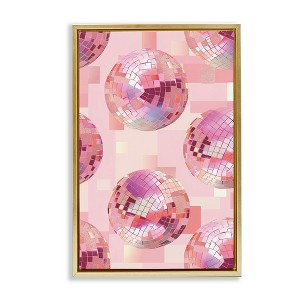 Stupell Industries Feminine Pink Disco Balls Floating Frame Canvas Art - 1 of 4