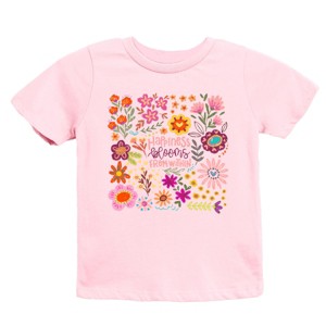 The Juniper Shop Happiness Blooms From Within Youth Short Sleeve Tee - M - Pink - 1 of 4