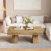 Tribesigns 47" Farmhouse Coffee Table, Wooden Rectangular Accent Center Tables with Thick Base, for Living Room,Lounge - 4 of 4