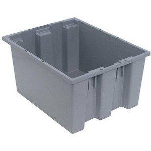 Quantum Storage Systems Stack And Nest Tote, 19-1/2"W X 15-1/2"D X 10"H, Heavy Duty, 1.20 Cu. Ft. Capacity, Gray Polypropylene - 1 of 2