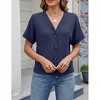 Women Button Casual Cardigan Sweater Loose Classic Short Sleeve Top T-Shirt Spring Summer - 2 of 4