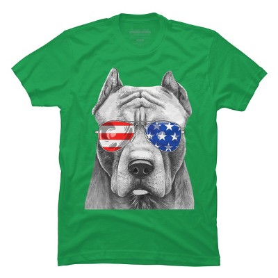 Men's Design By Humans American Pitbull With Sunglasses By T-Shirt
