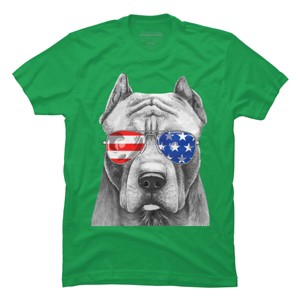 Men's Design By Humans American Pitbull With Sunglasses By T-Shirt - 1 of 2