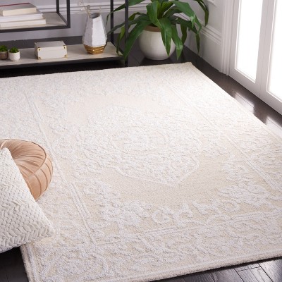 Ivory Abstract Handmade Wool 8' x 10' Area Rug