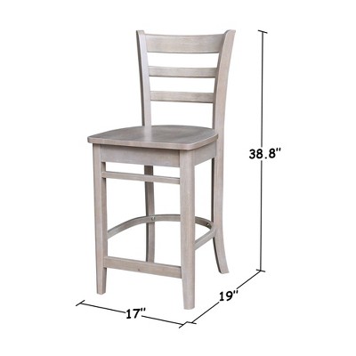 Emily 41" Gray Solid Wood Counter Height Barstool