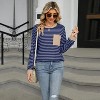 Womens Long Sleeve Tops Stripe Layered Look Top Lightweight Color Block Basic Tops Soft Sweatershirts Crew Neck T Shirt with Pockets - 4 of 4