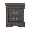 Royal Hampton Traditional Style Wooden Nightstand with Two Drawers and Metal Handles, Dark Gray - 3 of 4