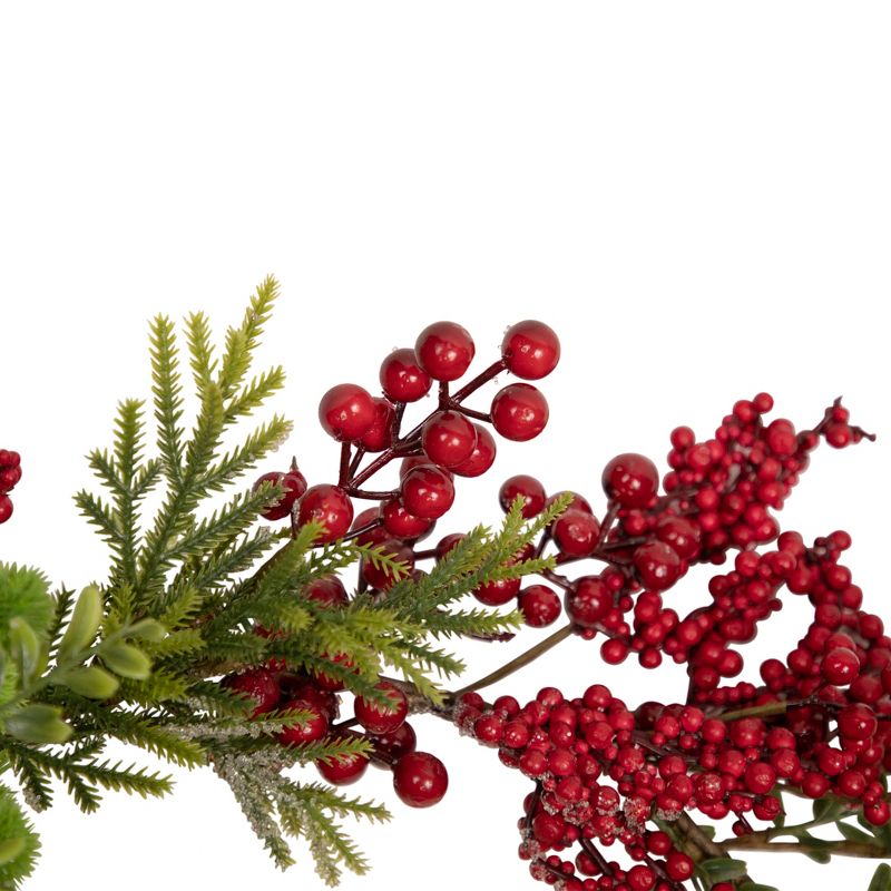 Northlight 5' x 12" Red Berry and Frosted Pine Christmas Garland - Unlit, 3 of 5