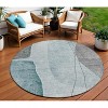 Teal Blue Aqua And Gray Abstract Washable Indoor Outdoor Area Rug - 2 of 4
