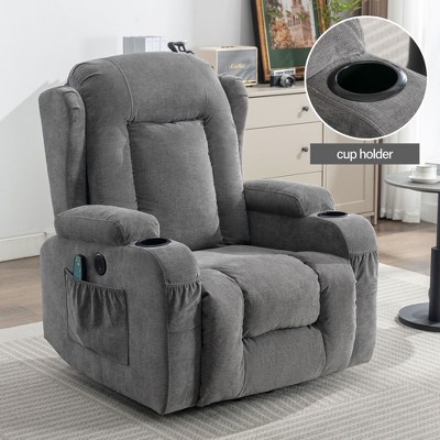 PAGED Modern Massage Recliner Chair with Heating, Power Lift Accent Chair with Side Pocket and USB Port for Living Room, Bedroom