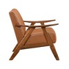 Modern Upholstered Accent Chair with Cushion Back and Seat Solid Rubberwood Natural Finish Living Room - 3 of 4