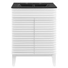Modway 24 Inch Modern White Black Wood Bathroom Vanity with Sink and Floor Cabinet - 3 of 4