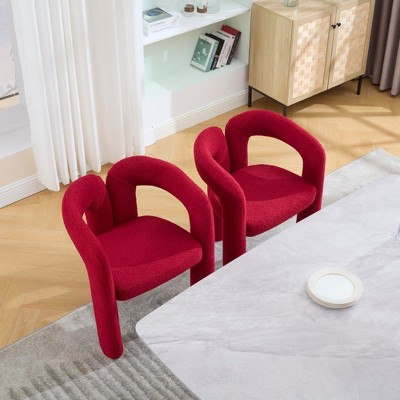 NicBex Set of 2 Modern Accent Chair,Teddy Barrel Side Chairs,Upholstered Armchair for Bedroom,Reading Room