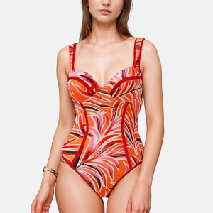 Anna-Kaci Swim Women's One Piece Swimsuit with Colorblock Piping and Molded Underwire Cups - 1 of 4
