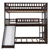 Full-Over-Full-Over-Full Triple Bed with Built-in Ladder and Slide , Triple Bunk Bed with Guardrails, Gray - 4 of 4