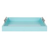 Kate and Laurel Lipton Tray, 16.5x12.25, Light Teal and Silver - 2 of 4
