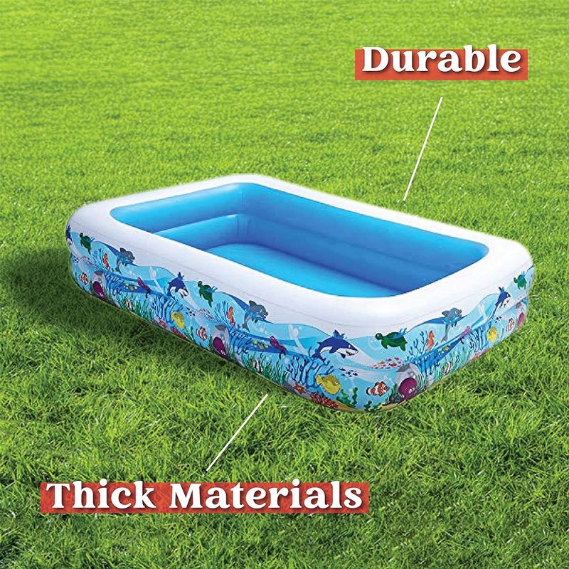 Syncfun Inflatable Swimming Pool, 103" x 69" x 20" Giant-Size Swim Center Kiddie Pool Ocean Pattern for Summer, 5 of 7