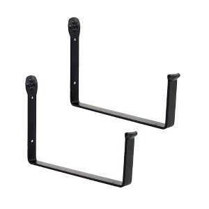 Set of 2 Wrought Iron Wall Mounted Flower Box Brackets Black - Achla Designs - 1 of 4