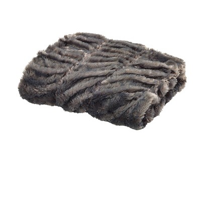 50"x60" Patterned Faux Fur Throw Blanket Gray - Sure Fit