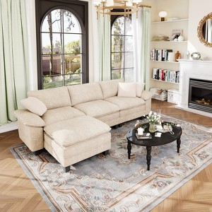 Captiva Designs Cloud Modular 4-Seater Sectional Sofa with L-Shaped Chaise and Movable Ottoman, Living Room Couch - 1 of 4