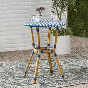 Outdoor Rattan Patio Bistro Table,Polyethylene Rattan Round Patio Dining Table With Rattan Woven Finish And Aluminum Frame-Coolbibila - 1 of 4