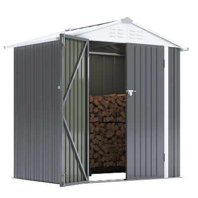 LACOO 6' x 4' Peak-Roof Patio Metal Shed