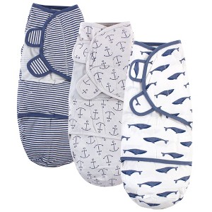 Touched by Nature Baby Boy Organic Cotton Swaddle Wraps, Blue Whale, 0-3 Months - 1 of 2