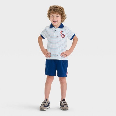 Toddler Boys' 2pc Spidey & Friends Miles Morales Polo Top & Shorts Set - Dark Blue 5T