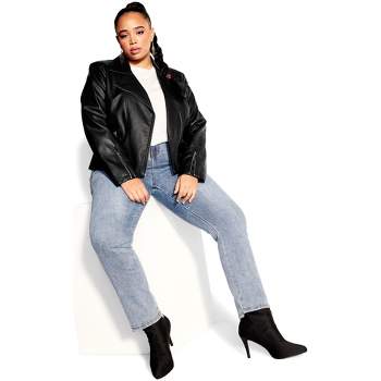 Women's Plus Size Layered Hoodie Jacket - Black