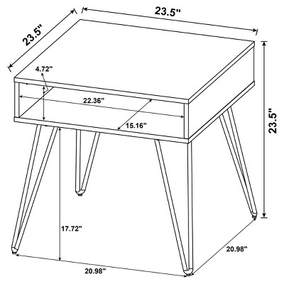 Golden Oak and Black Square End Table with Storage Drawer