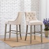 WestinTrends 29" Linen Tufted Buttons Upholstered Wingback Bar Stool (Set of 2) - 2 of 4