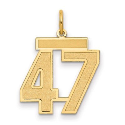Black Bow Jewelry 14k Yellow Gold, Jersey Collection, Medium Number 47 Pendant