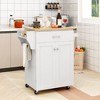 Tangkula Rolling Kitchen Island Utility Kitchen Cart Storage Cabinet Brown/White - 3 of 4