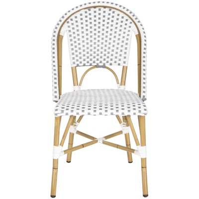 Transitional Brown and White PE Wicker Bistro Side Chair, Set of 2