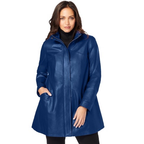 Jessica London Women's Plus Size Leather Swing Coat, 14 - Black : Target