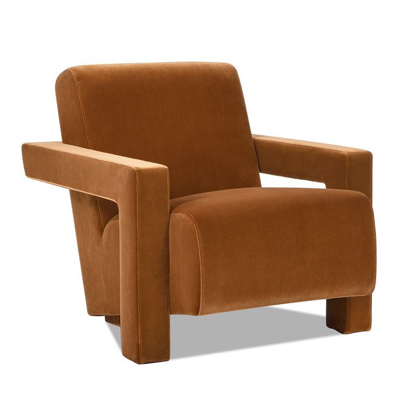 Ethan 28.5" Fully Upholstered Accent Arm Chair, Burnt Orange Performance Velvet, 1 of 7